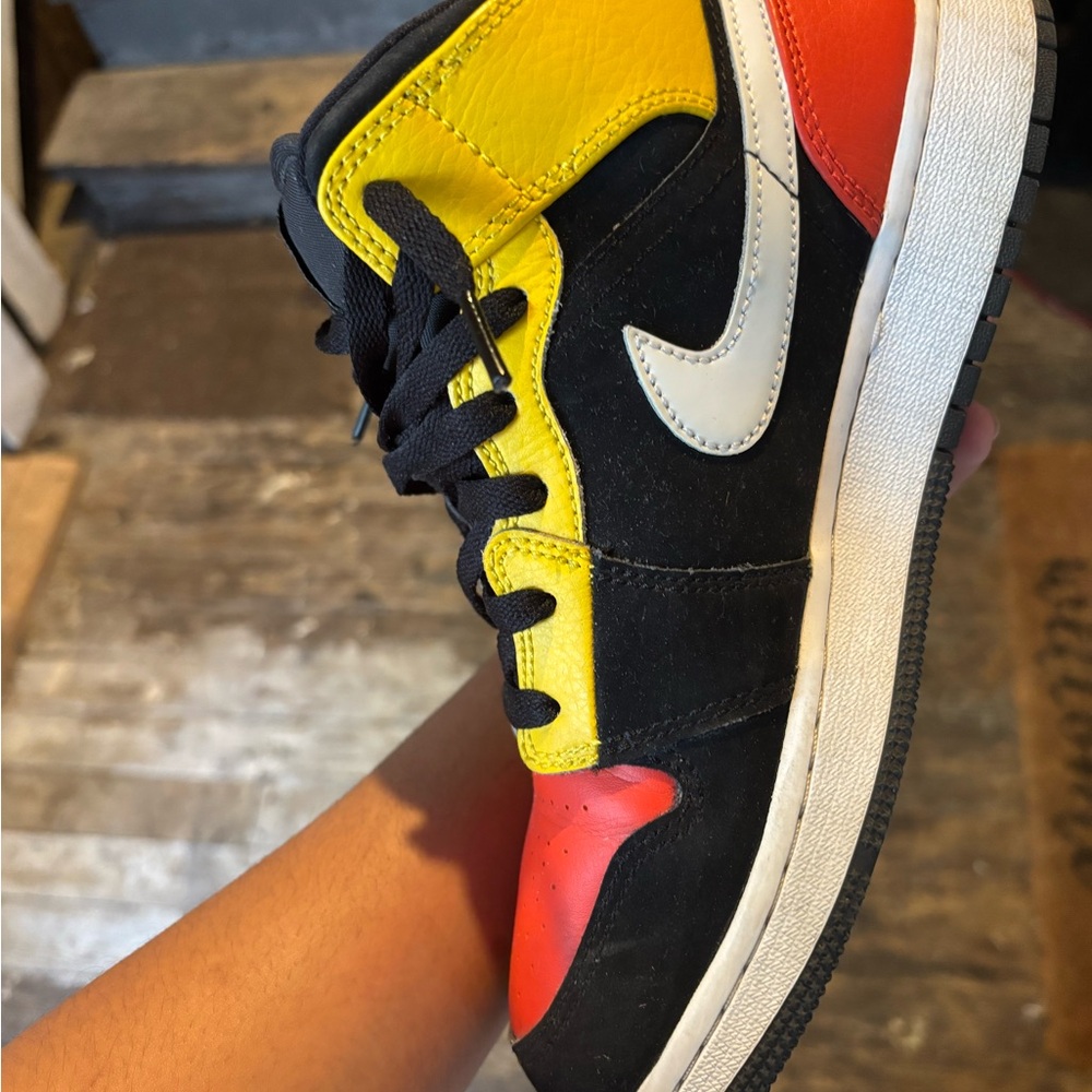 Nike Kids' Black, Yellow, and Red Sneakers